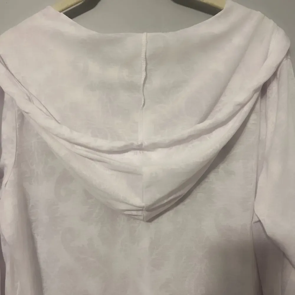 Soma Live Loungewear White Pull On Hooded Long Sleeve Shirt Lightweight Large - Picture 4 of 8